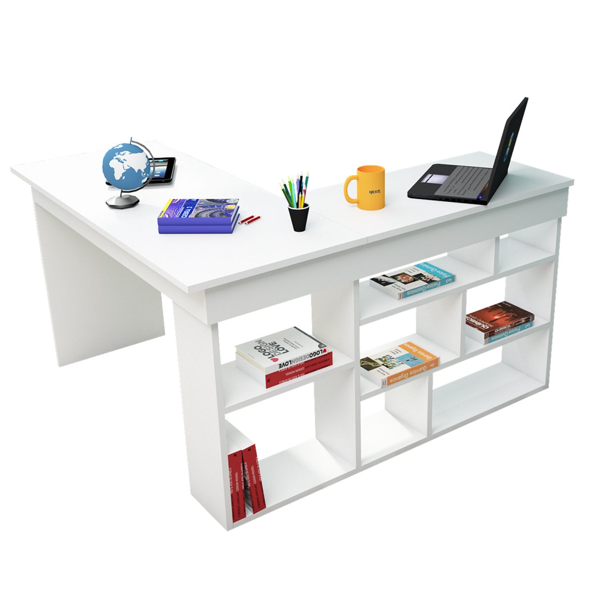 Beyaz renk çalışma masası