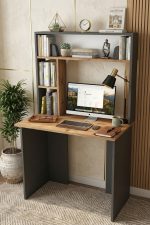 Bremen Çalışma Masası Kitaplık Raf Çam-Antrasit BR2-AA