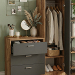 Nancy Aynalı Şifonyer Gardırop Çam-Antrasit CC6-AA