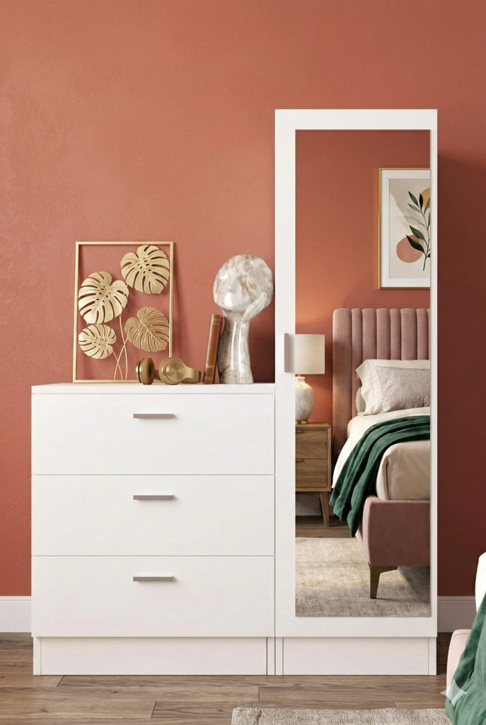 Nancy Aynalı Şifonyer Gardırop Beyaz CC6-W