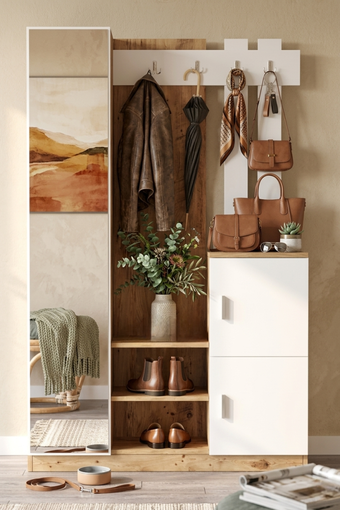 Roger Vestiyer Portmanto Ayakkabılık Çam-Beyaz DD7-AW