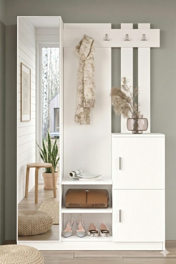 Roger Vestiyer Portmanto Ayakkabılık Beyaz DD7-W