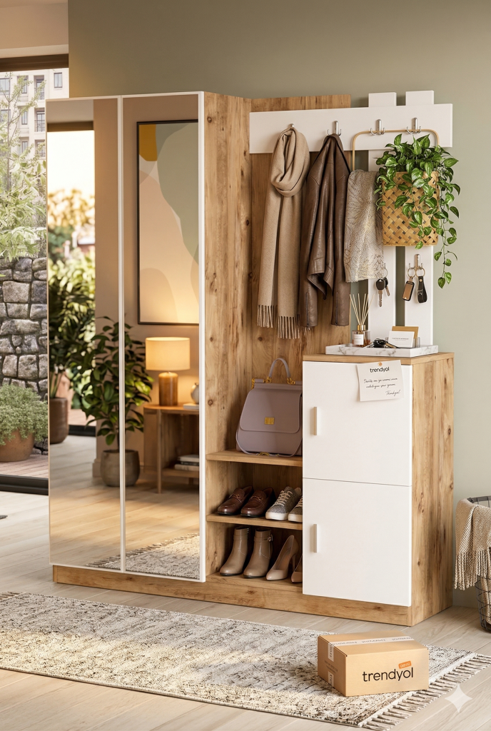 Visor Vestiyer Portmanto Ayakkabılık Çam-Beyaz DD8-AW