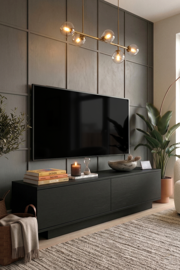 Fonda Tv Ünitesi Sehpası Ağaç Dokulu Siyah FN1-LB