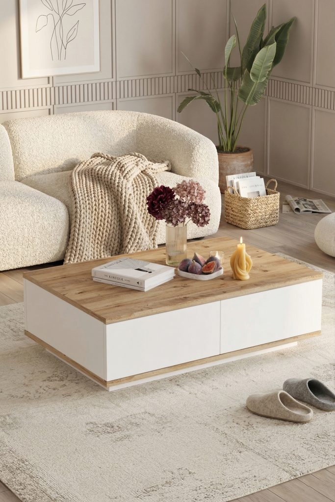 Future Orta Sehpa 2 Kapaklı Çam-Beyaz FR14-AW