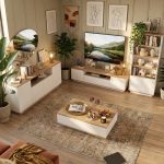 Future Tv Ünitesi Orta Sehpa Konsol Kitaplık 4'Lü Set Çam-Beyaz FR19-AW