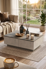 Luvio Orta Sehpa 2 Kapaklı Beton-Taş LV17-GT