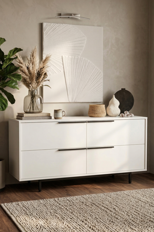 Ocean Konsol 4 Kapaklı Metal Ayaklı 160cm Beyaz ON3-W