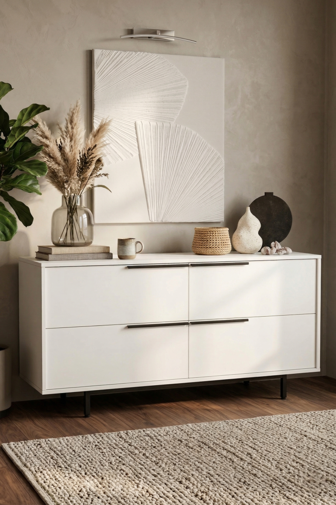 Ocean Konsol 4 Kapaklı Metal Ayaklı 160cm Beyaz ON3-W