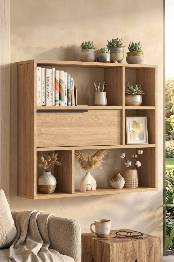 Ocean Duvar Rafı Kitaplık Kapaklı Sepet ON5-S