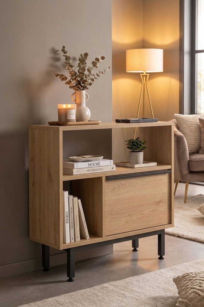 Ocean Yan Sehpa Komodin Kapaklı Metal Ayaklı  Sepet ON6-S