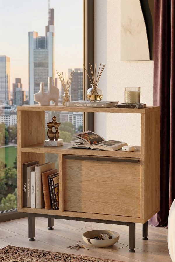 Ocean Yan Sehpa Komodin Kapaklı Metal Ayaklı  Sepet ON6-S