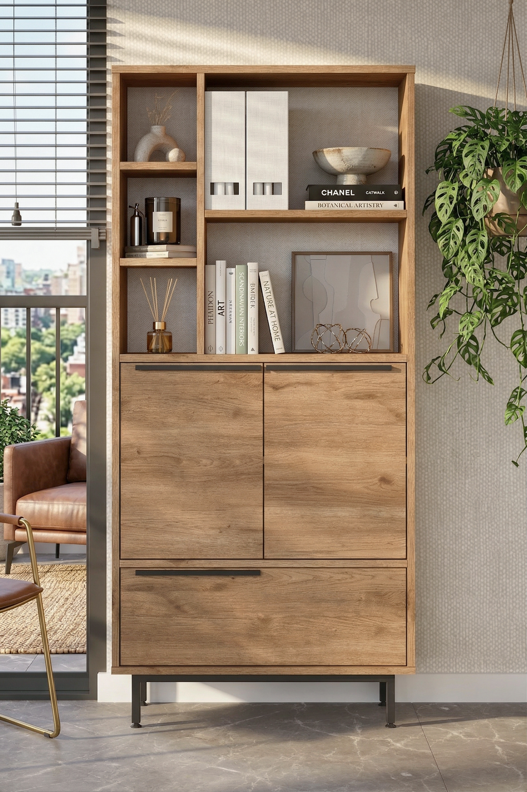 Ocean Ofis Klasör Dolabı Kitaplık 3 Kapaklı Metal Ayaklı Sepet ON9B-S