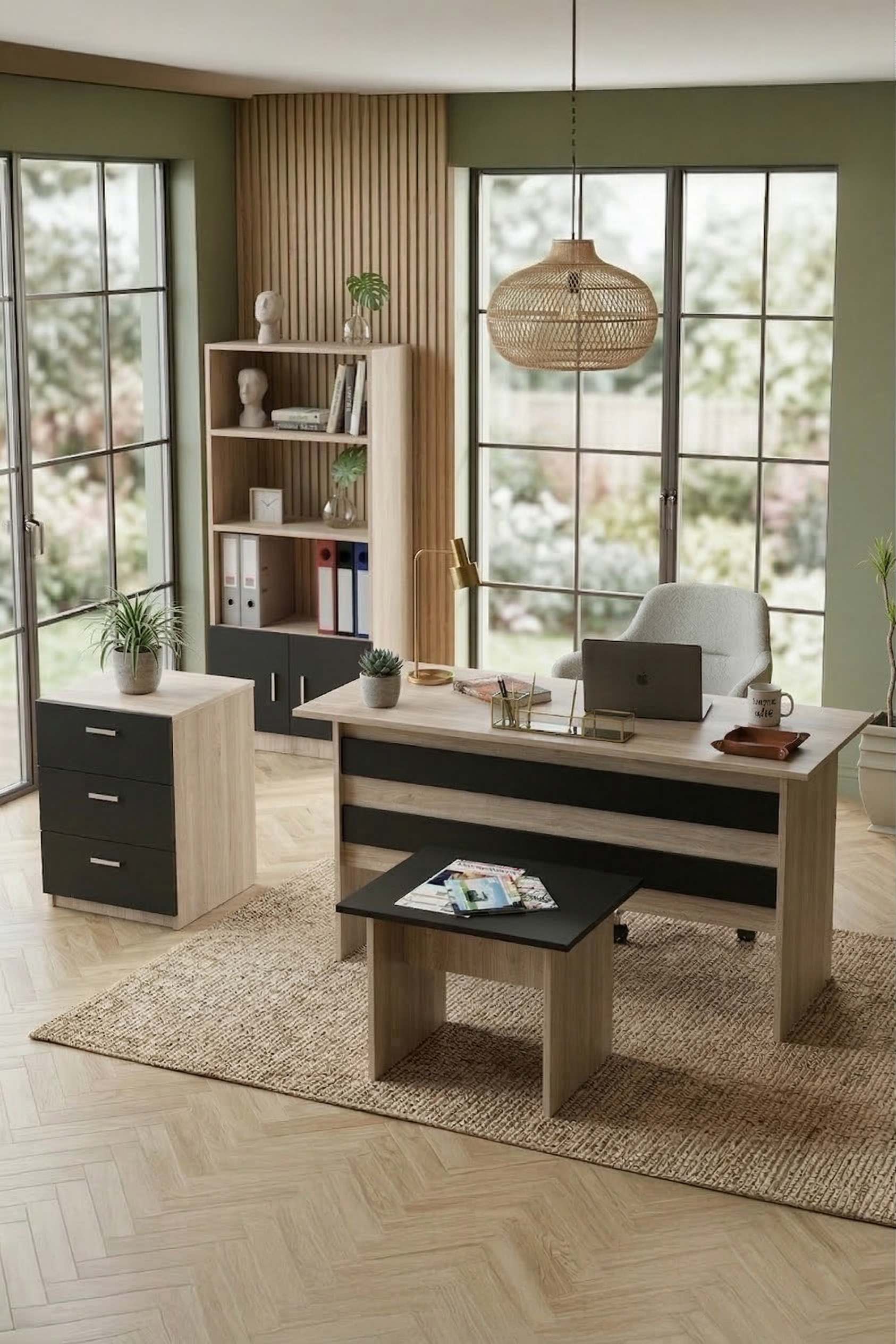 Vario ABCD Ofis Büro Masa Takımı Meşe-Siyah VO11-OB