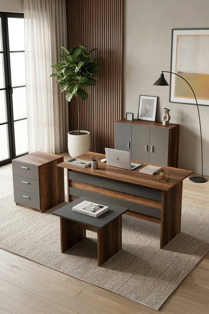 Vario ABCE Ofis Büro Masa Takımı Barok-Antrasit VO12-BA