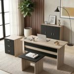 Vario ABCE Ofis Büro Masa Takımı Meşe-Siyah VO12-OB