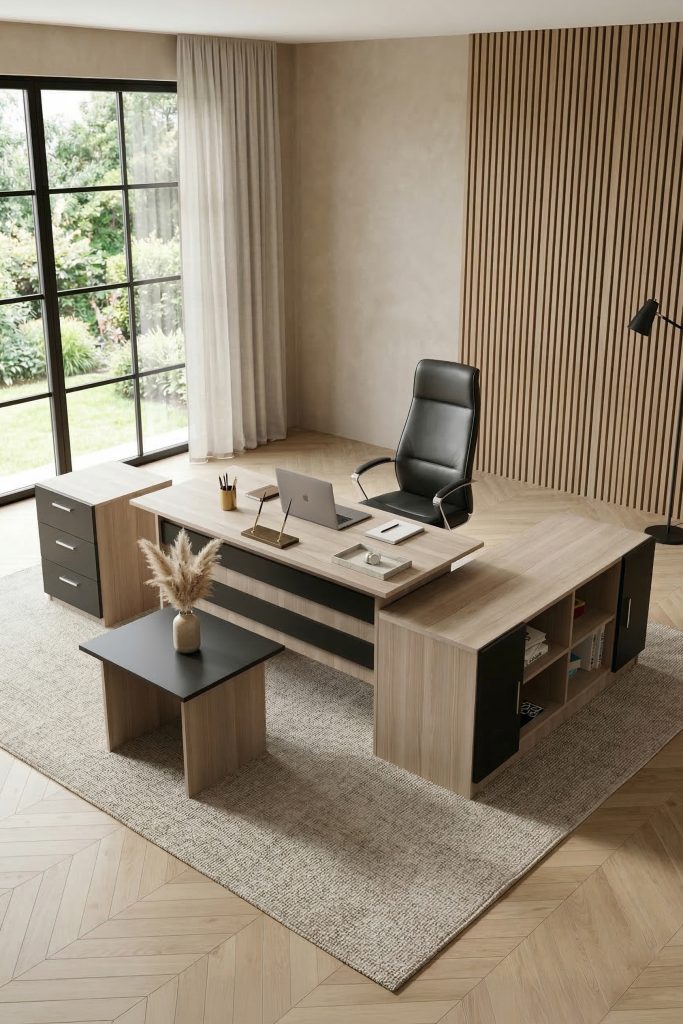 Vario ABCF Ofis Büro Masa Takımı Meşe-Siyah VO13-OB