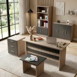 Vario ABCDE Ofis Büro Masa Takımı Meşe-Siyah VO14-OB