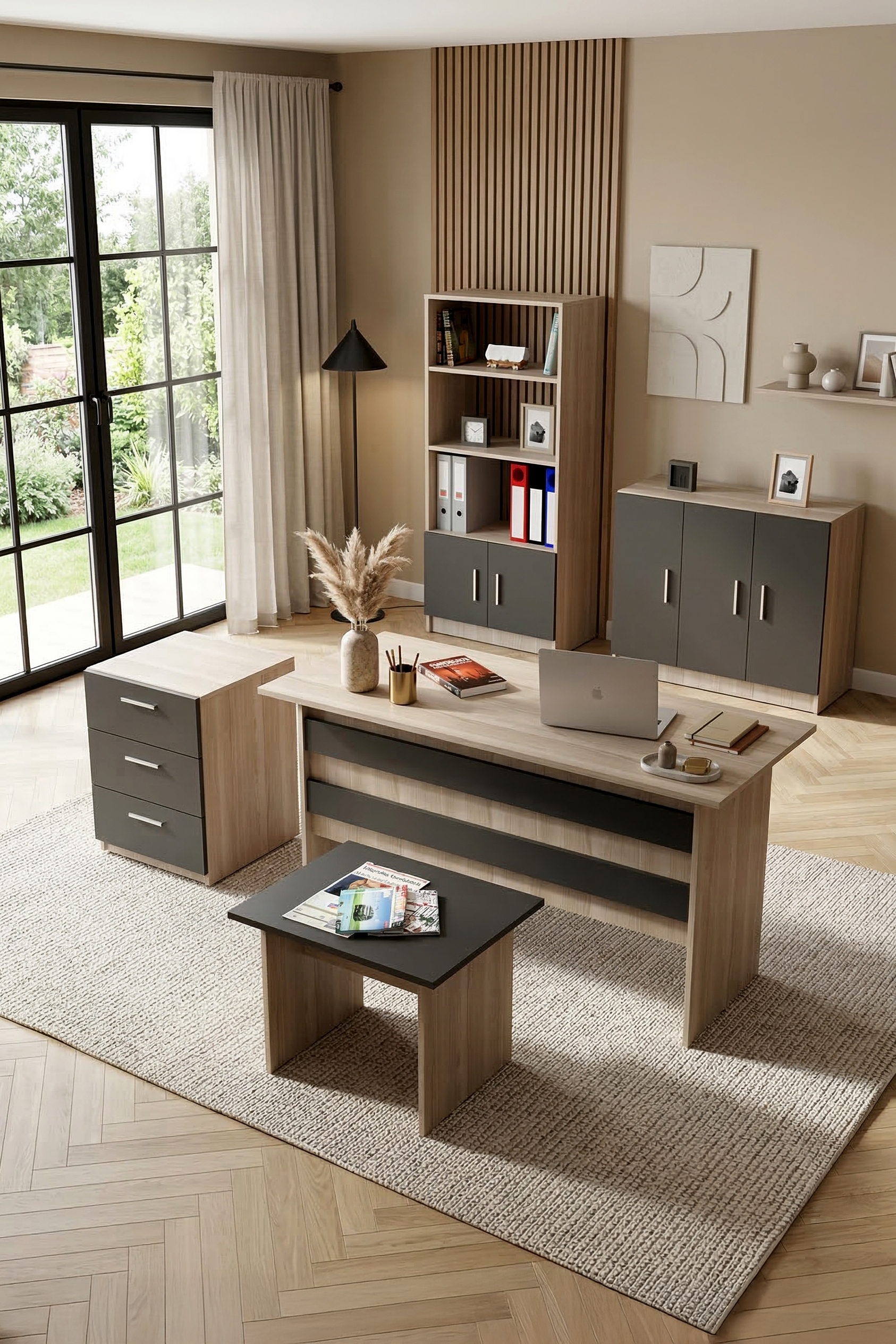 Vario ABCDE Ofis Büro Masa Takımı Meşe-Siyah VO14-OB