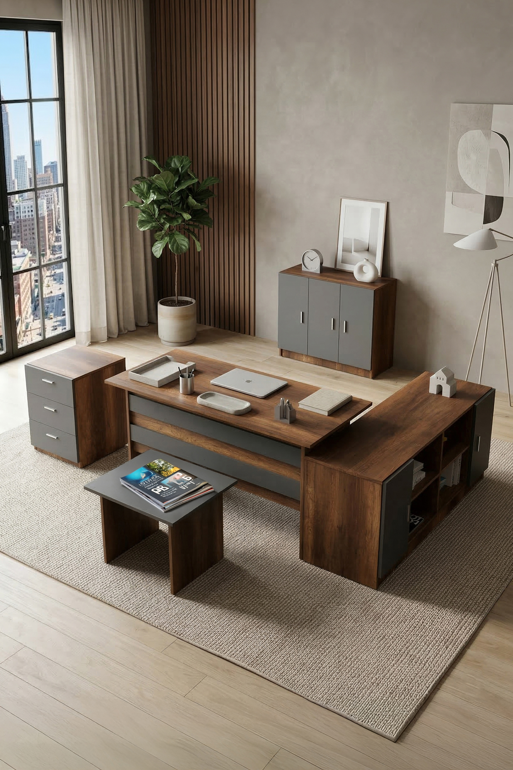 Vario ABCEF Ofis Büro Masa Takımı Barok-Antrasit VO16-BA