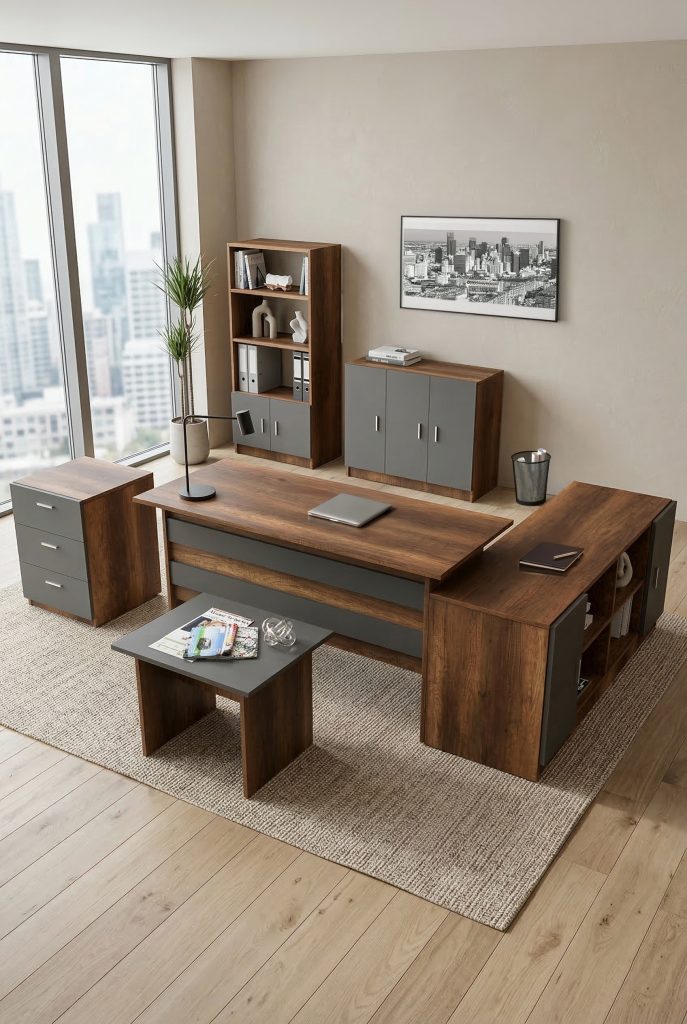 Vario ABCDEF Ofis Büro Masa Takımı Barok-Antrasit VO17-BA