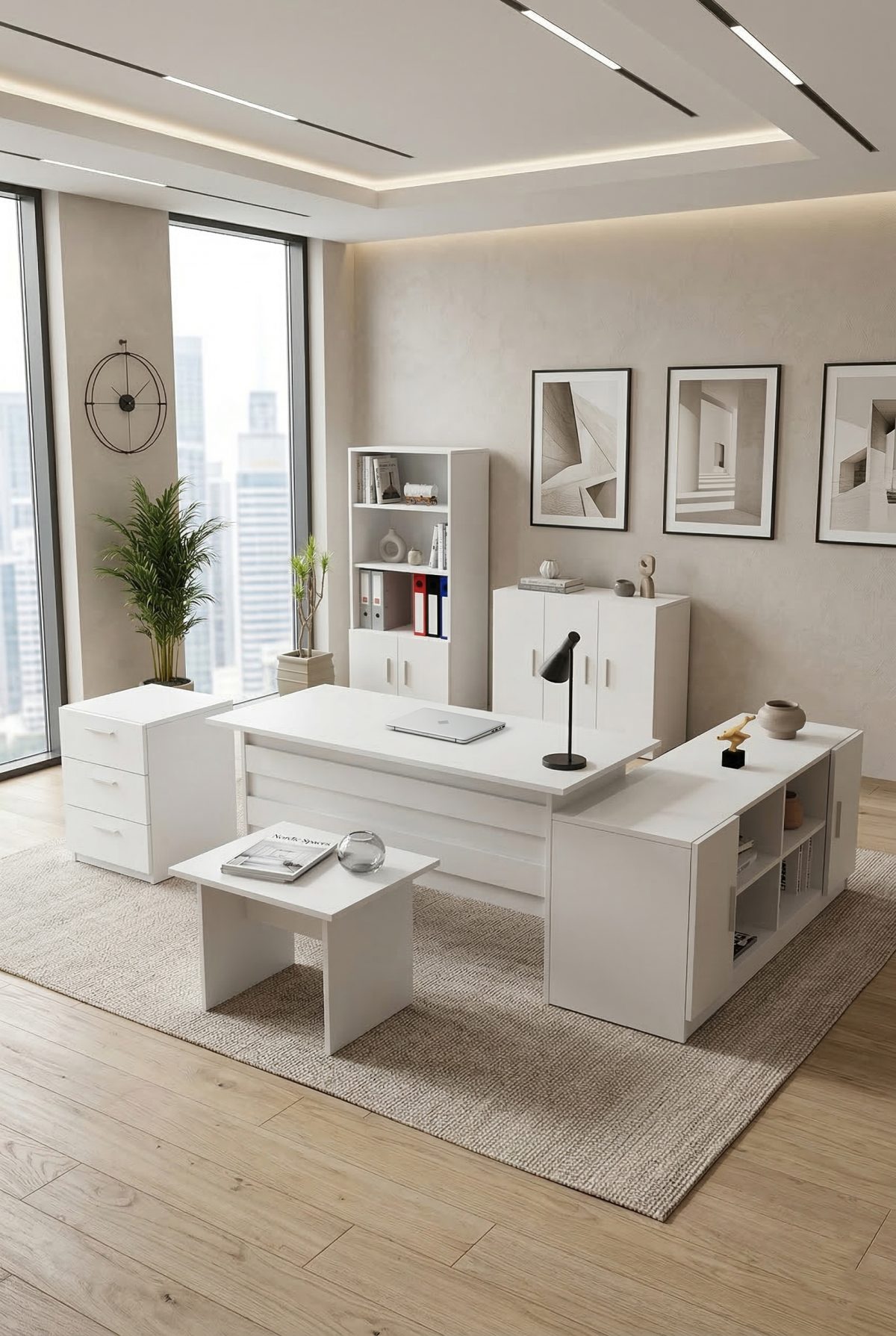Vario ABCDEF Ofis Büro Masa Takımı Beyaz VO17-W