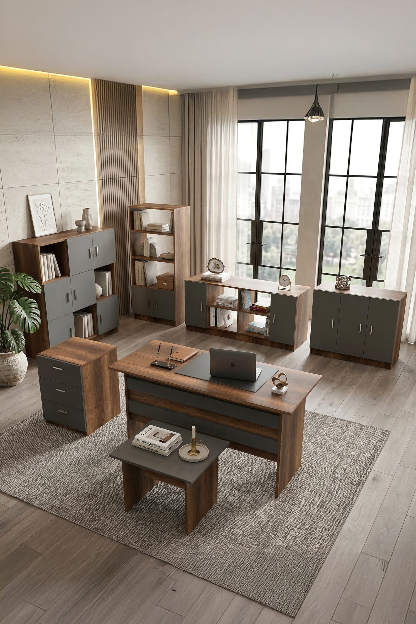 Vario ABCDEFG Ofis Büro Masa Takımı Barok-Antrasit VO18-BA