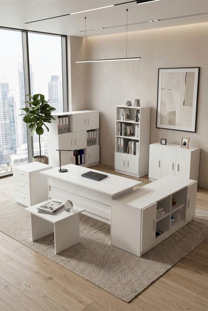 Vario ABCDEFG2 Ofis Masa Makam Takımı Beyaz VO19-W