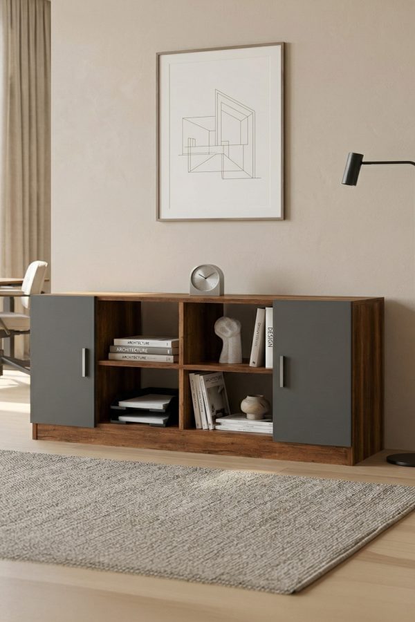 Vario F Ofis Kapaklı Kitaplık Dolap Barok-Antrasit VO6-BA