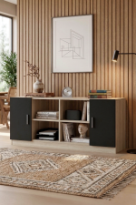 Vario F Ofis Kapaklı Kitaplık Dolap Meşe-Siyah VO6-OB