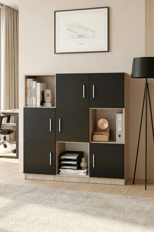 Vario G Ofis Klasör Dolabı Kitaplık Meşe-Siyah VO7-OB