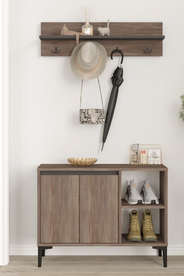 Aristo Ayakkabılık Portmanto Vestiyer Askılık Kahve-Antrasit AR11-CA