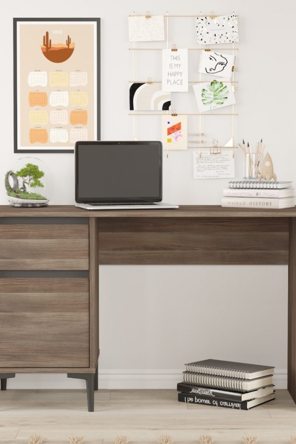 Aristo Çalışma Masası Çekmeceli Kapaklı Kahve-Antrasit AR8-CA