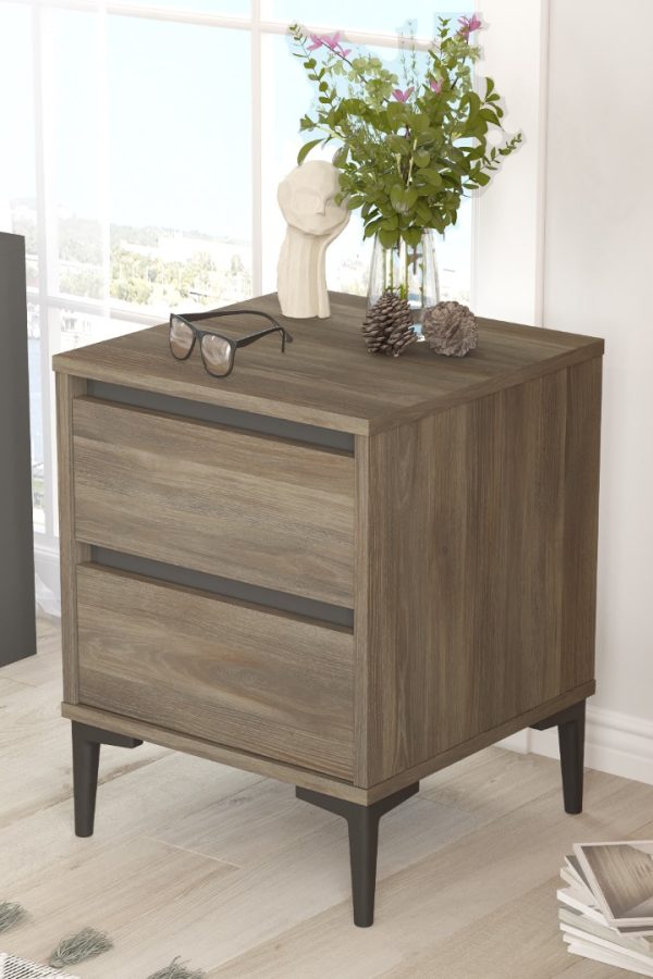 Aristo Komodin 2 Çekmeceli Kahve-Antrasit AR6-CA