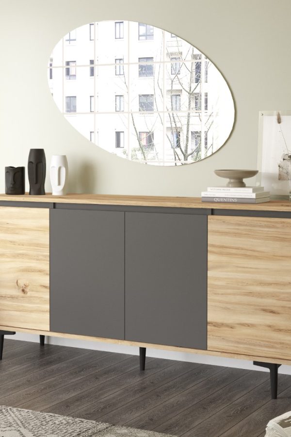 Aristo Konsol 4 Kapaklı 160cm Keçe-Antrasit AR3-KA