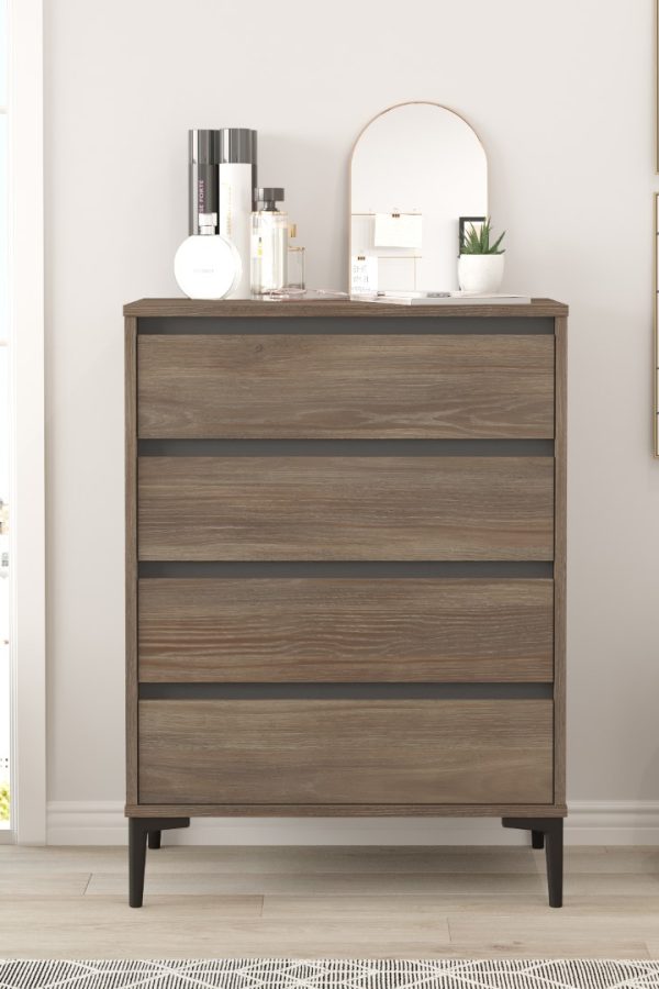 Aristo Şifonyer 4 Çekmeceli 98cm Kahve-Antrasit AR7-CA