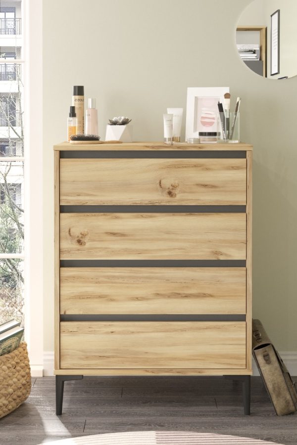 Aristo Şifonyer 4 Çekmeceli 98cm Keçe-Antrasit AR7-KA