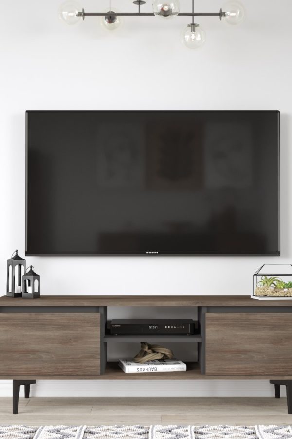 Aristo Tv Ünitesi Tv Sehpası Kapaklı 140cm Kahve-Antrasit AR1-CA