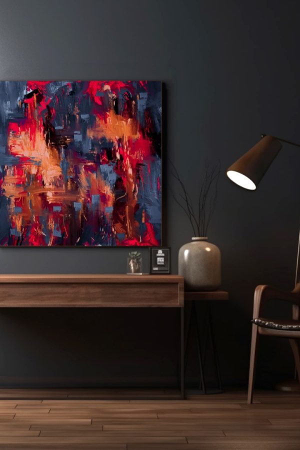 Art Serisi Uv Baskı Tablo Alev 90cm*90cm AT25-W