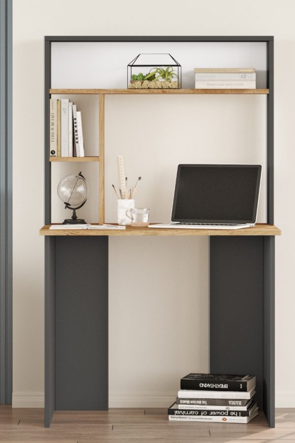 Bremen Çalışma Masası Kitaplık Raf Çam-Antrasit BR2-AA