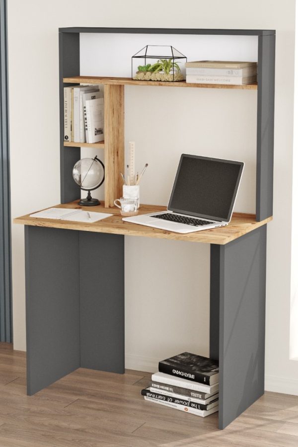 Bremen Çalışma Masası Kitaplık Raf Çam-Antrasit BR2-AA