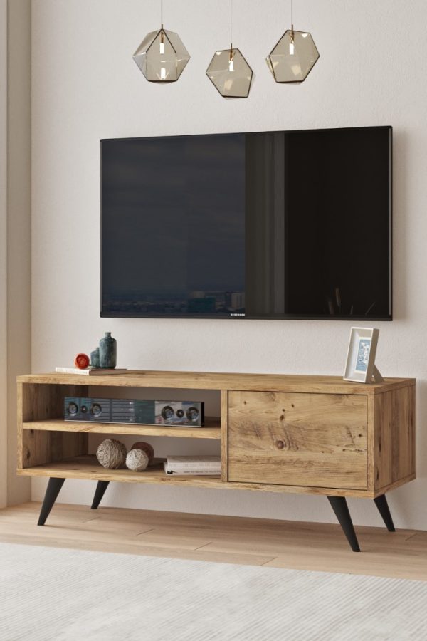 Cloud Tv Ünitesi Tv Sehpası Ahşap Ayaklı 110cm Çam CD1-A