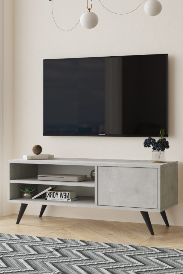 Cloud Tv Ünitesi Tv Sehpası Ahşap Ayaklı 110cm Taş CD1-RT