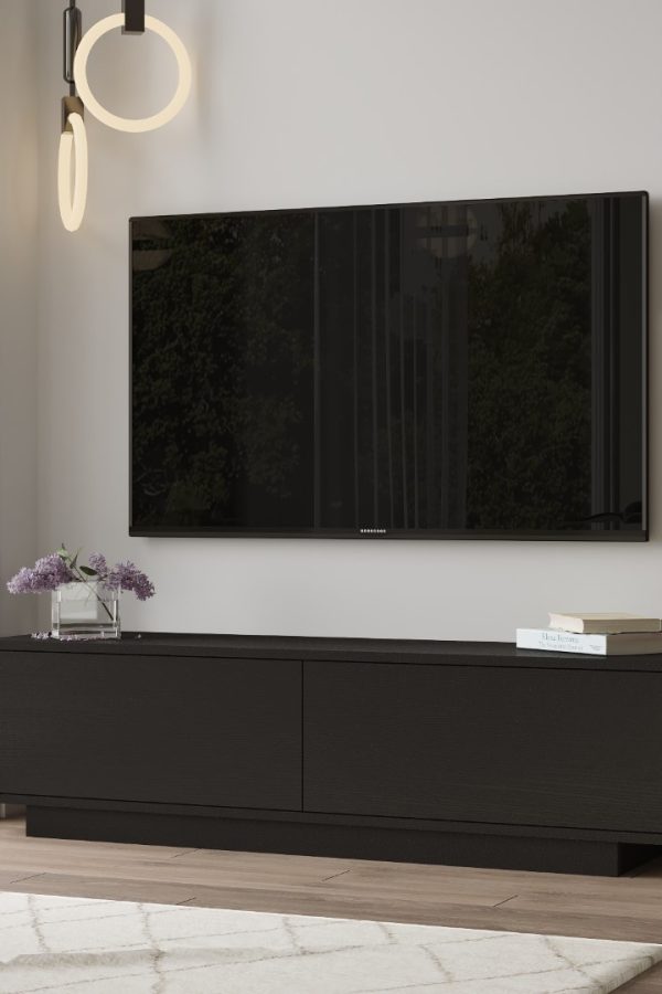 Fonda Tv Ünitesi Sehpası Ağaç Dokulu Siyah FN1-LB