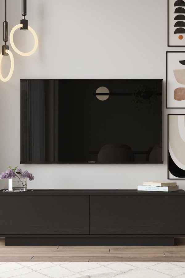 Fonda Tv Ünitesi Sehpası Ağaç Dokulu Siyah FN1-LB