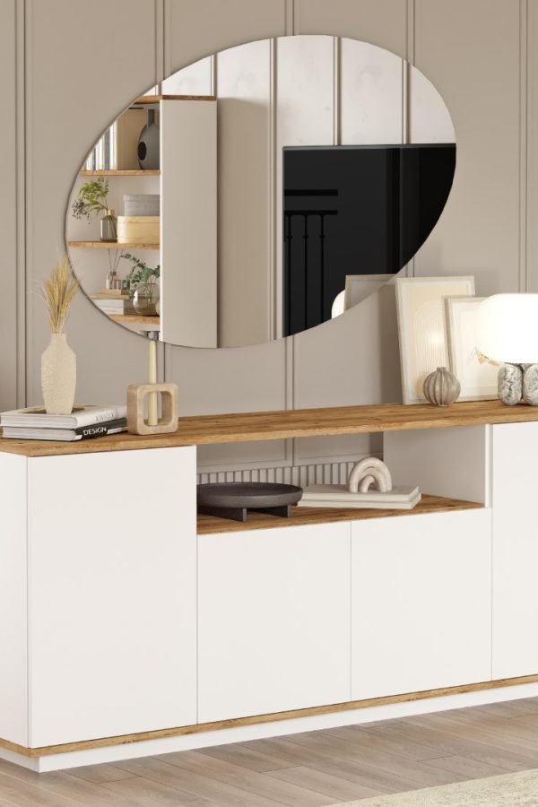 Future Konsol 4 Kapaklı Raflı 180cm Çam-Beyaz FR15-AW