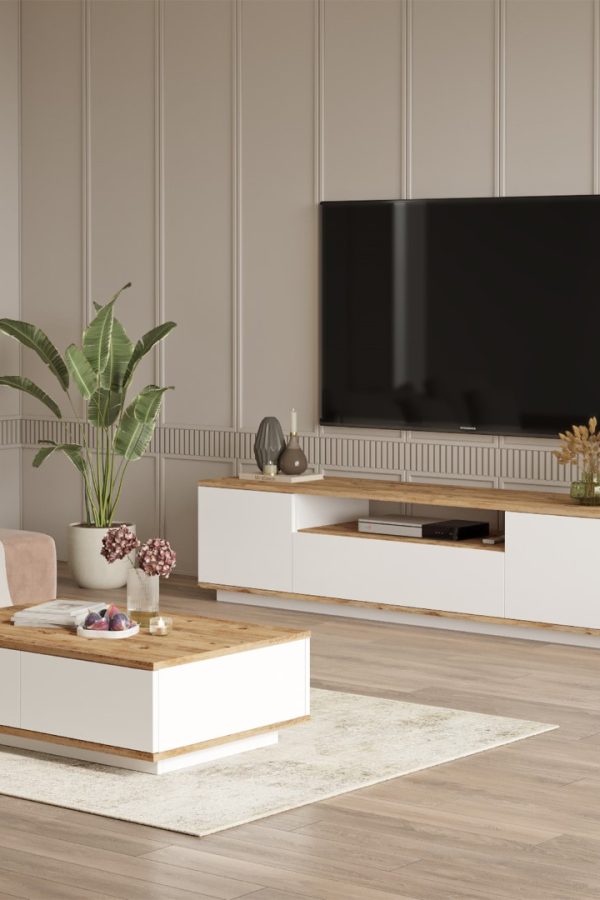 Future Tv Ünitesi Orta Sehpa 2'Li Set Çam-Beyaz FR17-AW