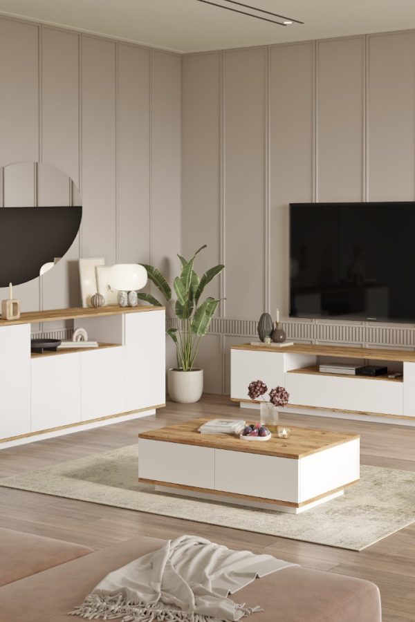 Future Tv Ünitesi Orta Sehpa Konsol 3'Lü Set Çam-Beyaz FR18-AW