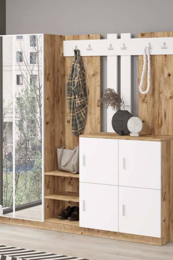 Gibson Vestiyer Portmanto Ayakkabılık Çam-Beyaz DD9-AW