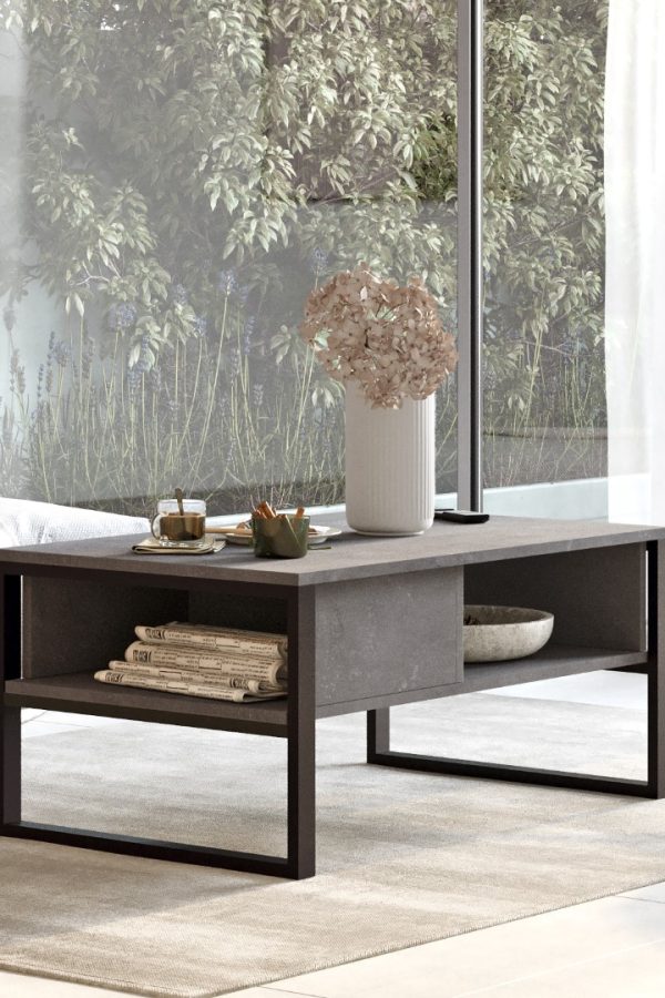 ML34 Iron Metal Orta Sehpa Raflı Beton ML34-RG